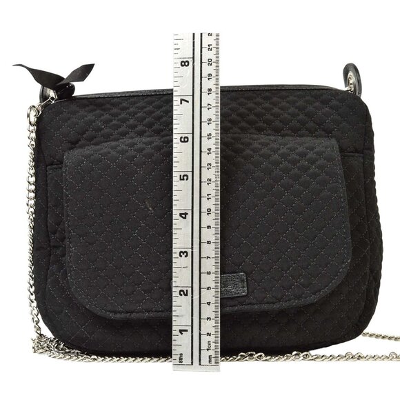 Vera Bradley Black Quilted Crossbody Chain Strap w/Leather Trim Nice - Picture 9 of 12